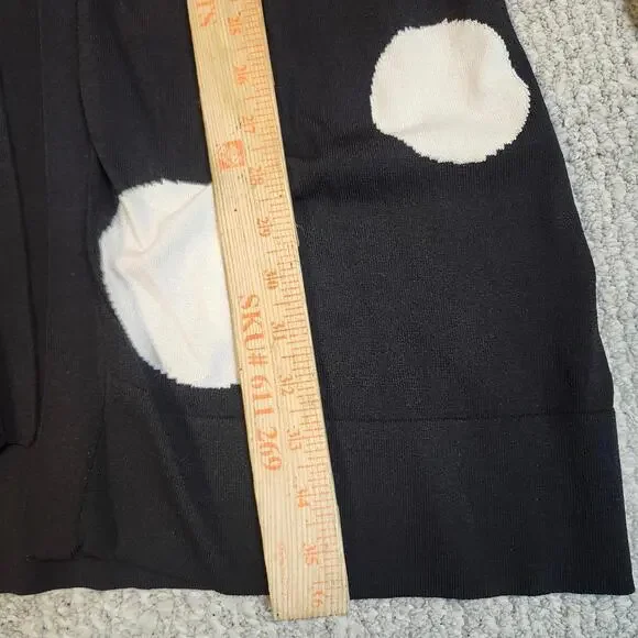 Chico's Black Cardigan with Large White Polka Dots, Size 2P - Picture 3 of 9